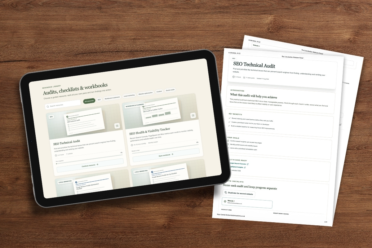Workspace for planning and completing online marketing audits